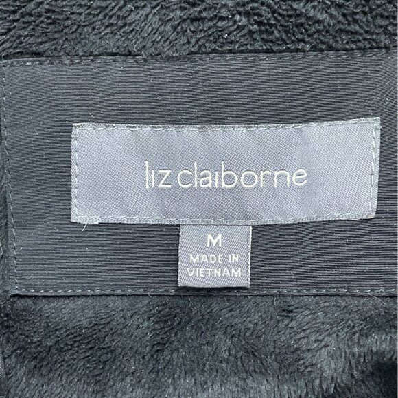 Liz Claiborne Women’s Black Zip-Up Jacket With High Collar Snap Details Size M - Picture 8 of 10